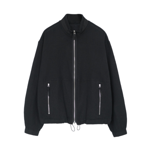 PL5PJU8201B0 Polyteru Boiled Wool Track Jacket Black (Japanese Fabric)
