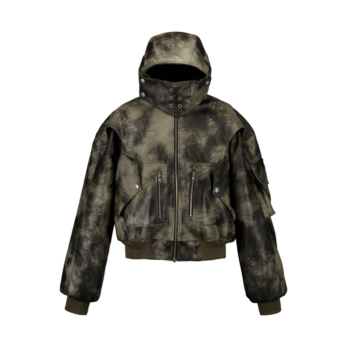 풀오브썬 써클 레더 마스크 자켓 4온스 퀼팅 카키 그레이(Full of Ssun Circle Leather Mask Jacket 4oz Quilting Khaki Grey)