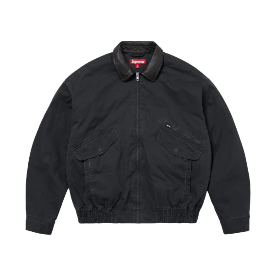 슈프림 레더 칼라 유틸리티 자켓 블랙 - 24FW(Supreme Leather Collar Utility Jacket Black - 24FW)