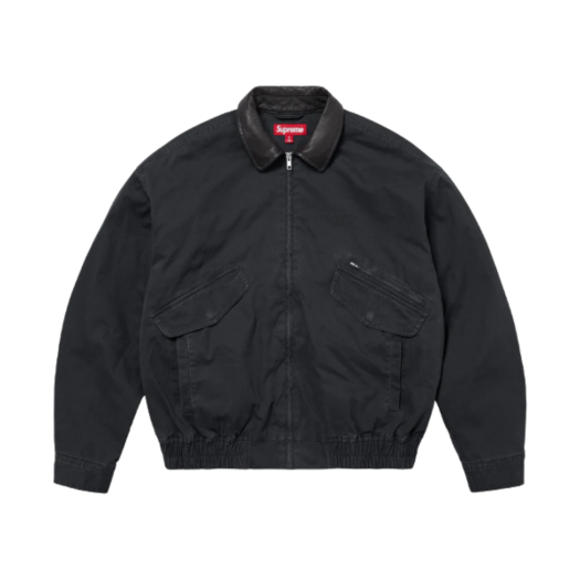Supreme Leather Collar Utility Jacket Black - 24FW