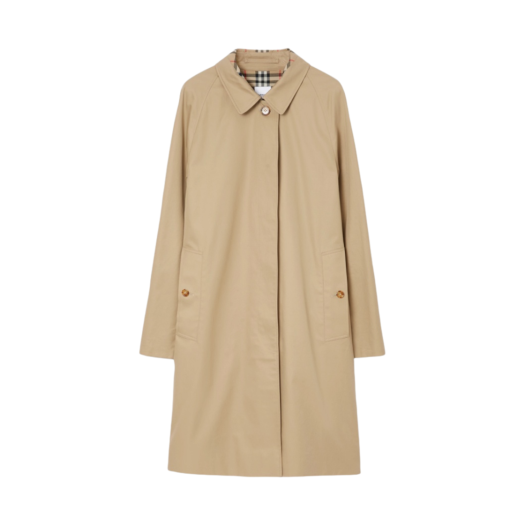 (W) Burberry Cotton Gabardine Car Coat Honey