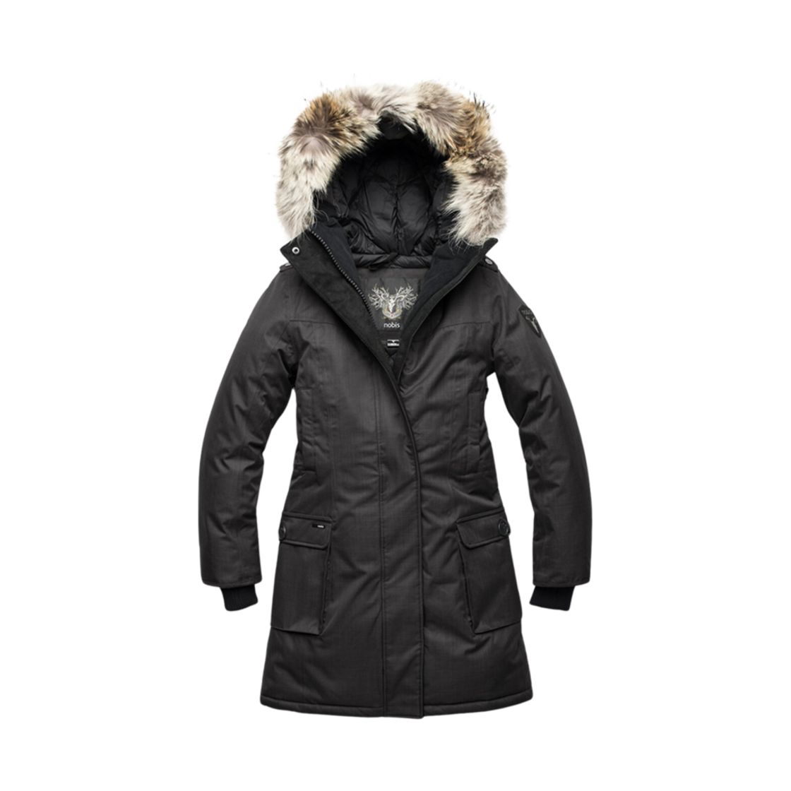 (W) 노비스 애비 타이 렝스 파카 블랙((W) Nobis Abby Teigh Lengh Parka Black)