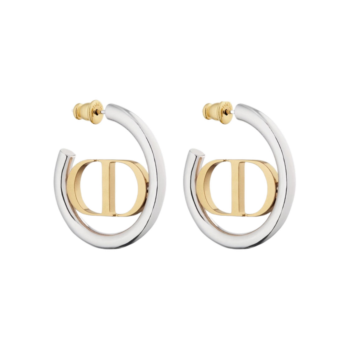 (W) 디올 30 몽테뉴 이어링 골드 피니쉬 실버 피니쉬 메탈((W) Dior 30 Montaigne Earrings Gold Finish Silver Finish Metal) - 1