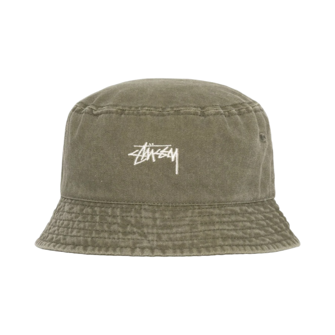 스투시 워시드 스탁 버킷햇 올리브