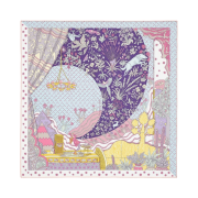 (W) Hermes Le Premier Chant Scarf 90 Violet Bleu Glacier Jaune