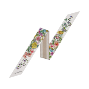 (W) Dior D Floral Mitzah Scarf Silk Twill White Multicolor