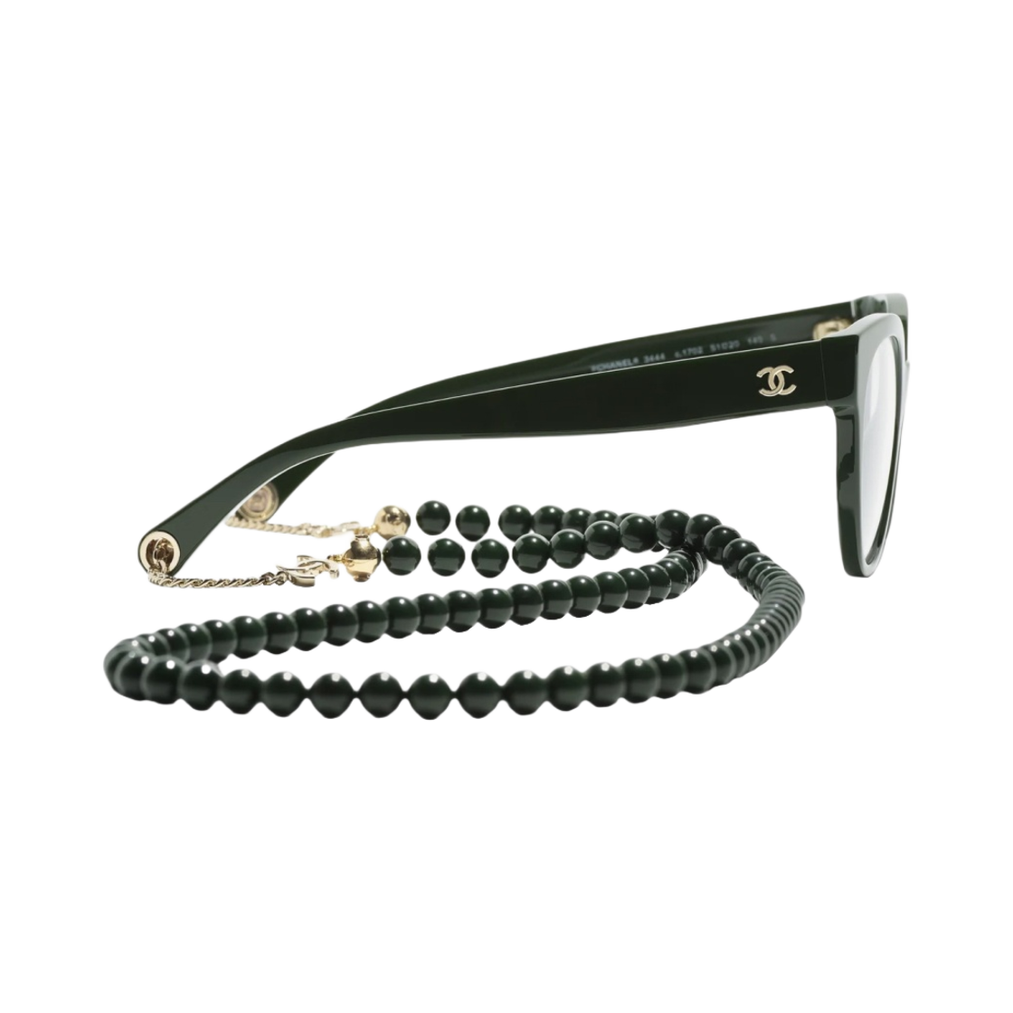 샤넬 버터플라이 프레임 아세테이트 글래스 펄 & 다크 크린 골드(Chanel Butterfly Eyeglasses Acetate Glass Pearls & Dark Green Gold) - 3