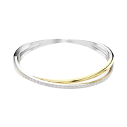(W) Swarovski Hyperbola Bangle Round Cut White Mixed Metal Finish