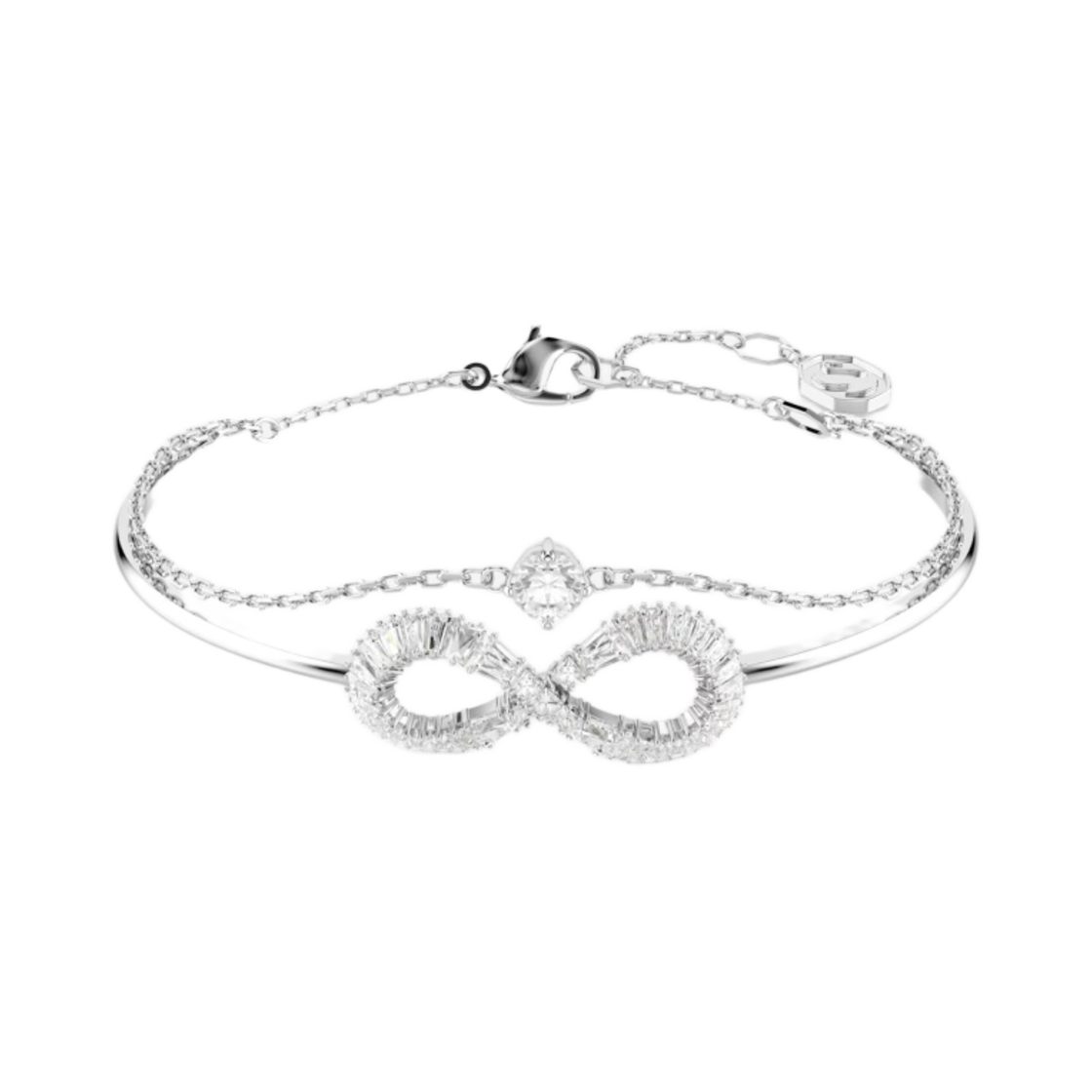 (W) 스와로브스키 하이퍼볼라 뱅글 인피니티 화이트 로듐 플래팅((W) Swarovski Hyperbola Bangle Infinity White Rhodium Plated)