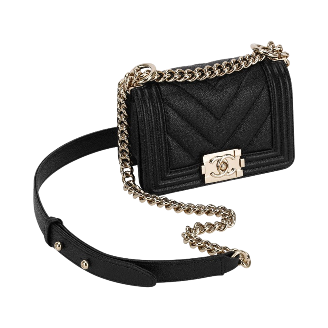 샤넬 미니 보이 샤넬 핸드백 그레인드 카프스킨 & 골드 메탈 블랙(Chanel Mini Boy Chanel Handbag Grained Calfskin & Gold Black) - 3
