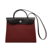Hermes Herbag Zip 31 Bag Military Canvas Hunter Cowhide & Palladium Rouge H Ebene