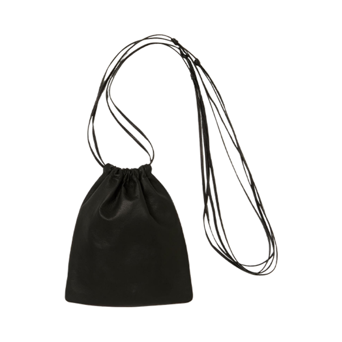 오라리 레더 스퀘어 스트링 파우치 블랙(Auralee Leather Square String Pouch Black)