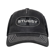 Stussy Low Pro Trucker Cut-Out Leather Snapback Black