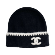 Chanel Beanie Cashmere & Black White