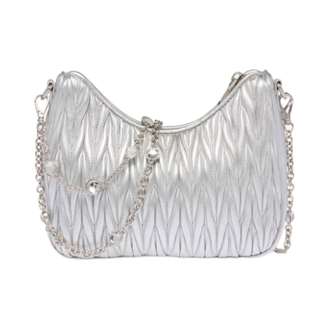 미우 미우 마테라쎄 나파 가죽 숄더백 실버(Miu Miu Matelasse Nappa Leather Shoulder Bag Silver) - 2