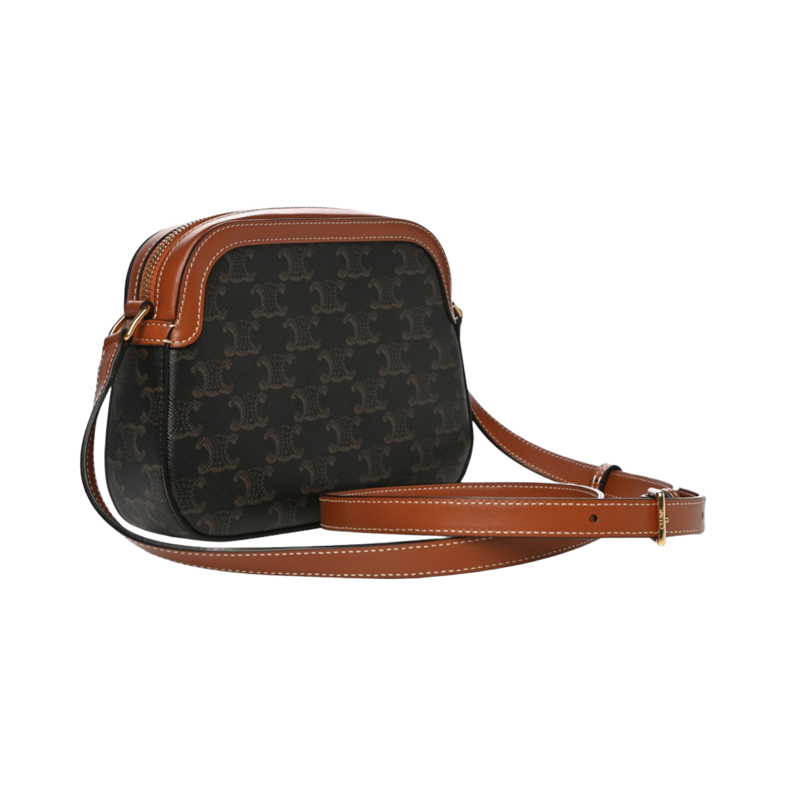 셀린느 트리옹프 캔버스 & 카프스킨 스몰 카메라백 탄(Celine Small Camera Bag in Triomphe Canvas and Calfskin Tan) - 2