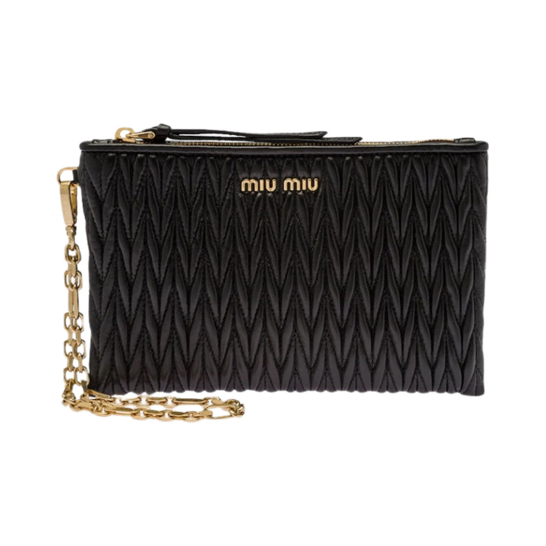 5NH008-N88-F0002 Miu Miu Matelasse Nappa Leather Pouch Black