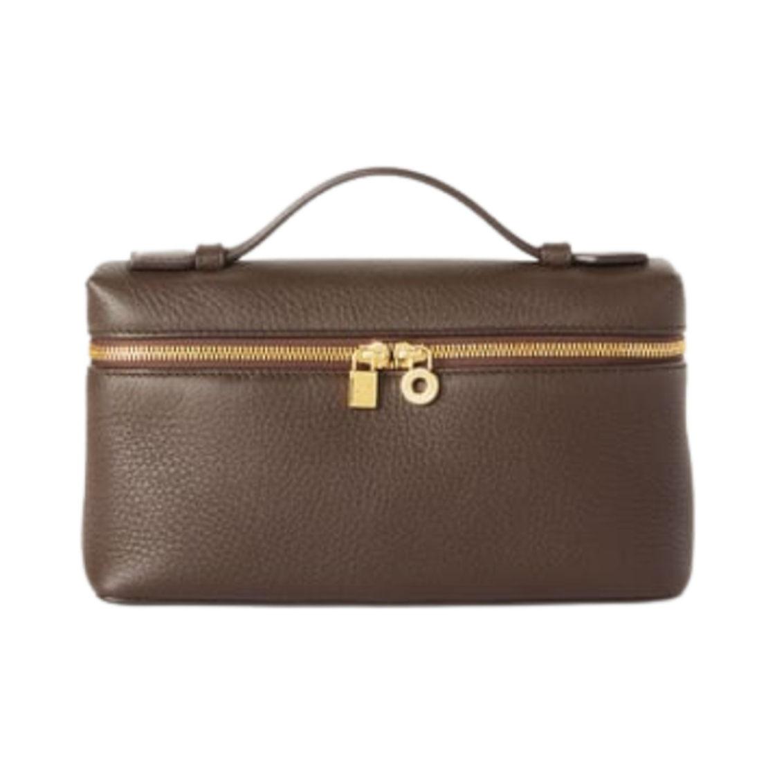 FAN4045-H0TO Loro Piana Extra Pocket Pouch L19 in Grained Calfskin Dark Chocolate Liquorice Sun Gold