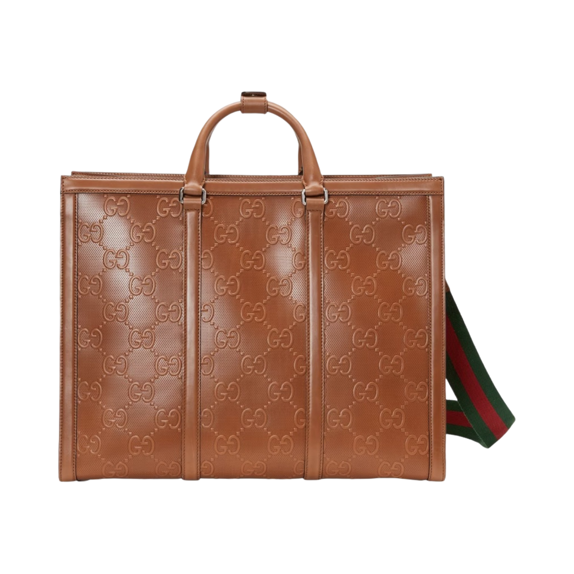 구찌 GG 엠보스 토트백 브라운 레더(Gucci GG Embossed Tote Bag Brown Leather) - 1