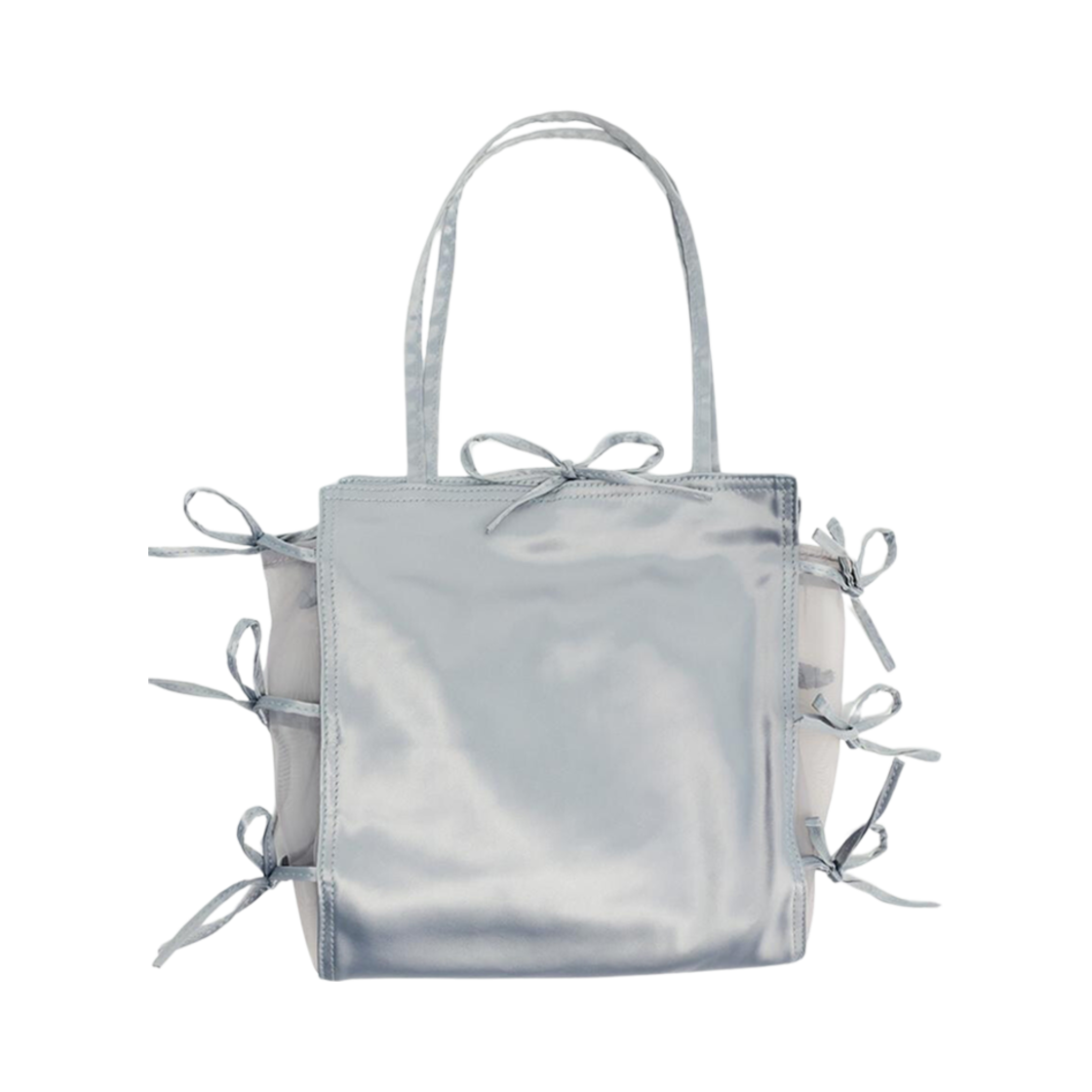 자라 보우 트림 새틴 이펙트 토트백 블루(Zara Bow Trim Satin Effect Tote Bag Blue)