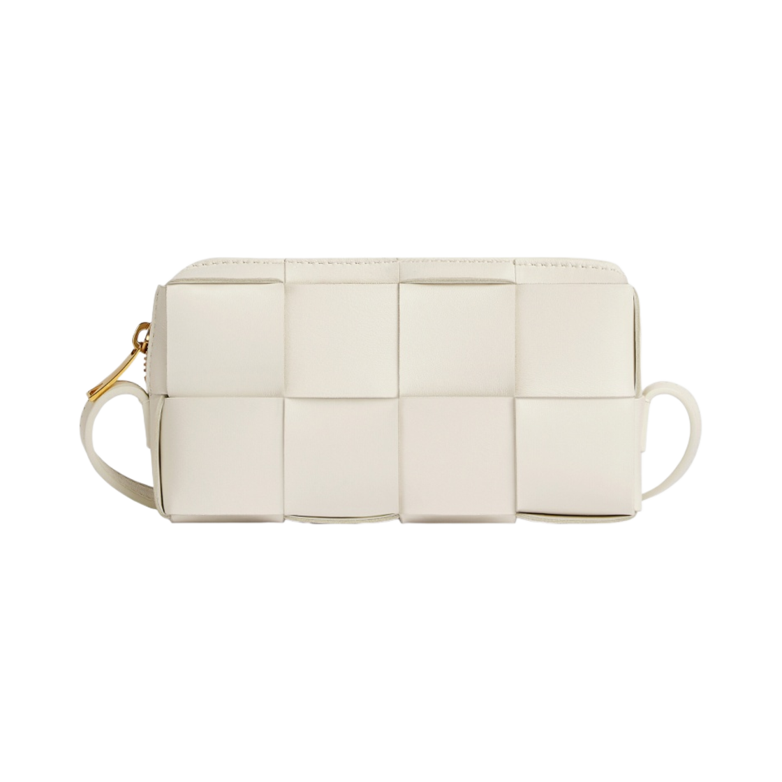 755031VCQC49009 Bottega Veneta Mini Leather Cassette Crossbody Bag White