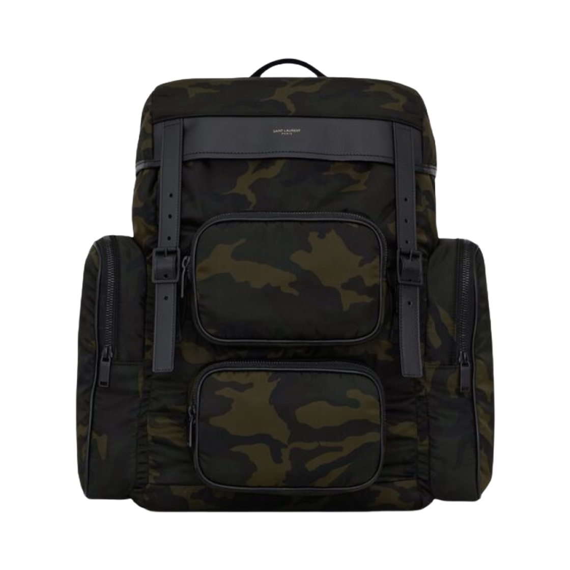 생로랑 시티 멀티 포켓 백팩 스무스 레더 앤 나일론 블랙 앤 카키(Saint Laurent City Multi-Pocket Backpack In Smooth Leather And Nylon Black And Khaki) - 1
