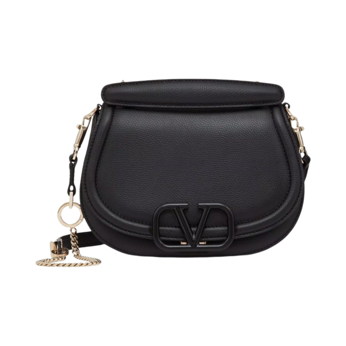 B0M28DJP0NO Valentino Vsling Shoulder Bag in Grainy Calfskin Black