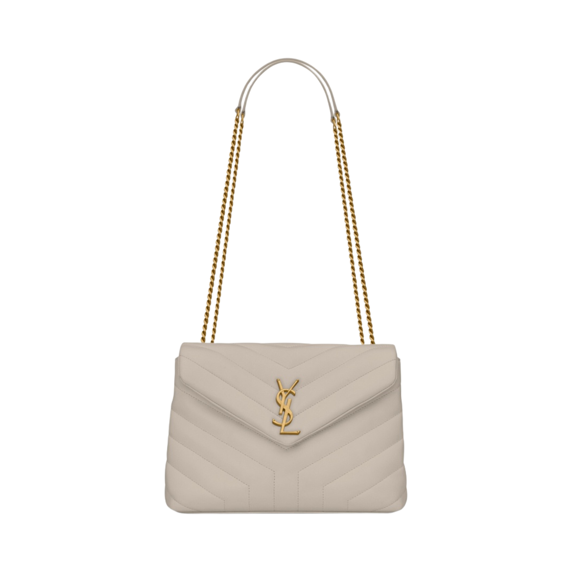 생로랑 마틀라세 Y 레더 브론즈 모노그램 루루 스몰백 블랑 빈티지(Saint Laurent Bronze Monogram Loulou Small Bag in Matelasse Y Leather Blanc Vintage) - 1