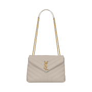 Saint Laurent Bronze Monogram Loulou Small Bag in Matelasse Y Leather Blanc Vintage