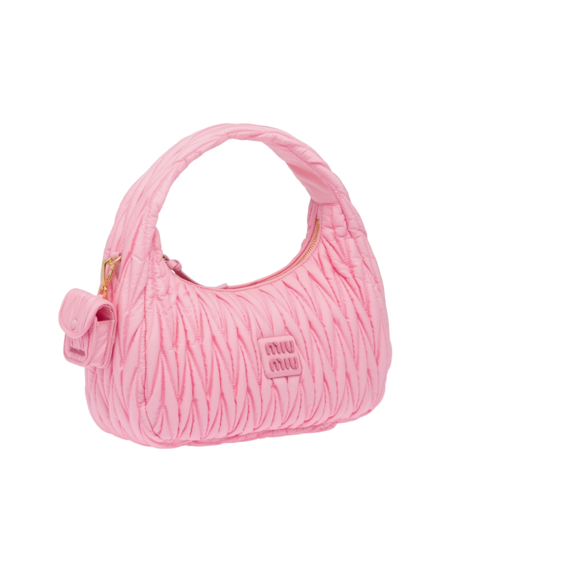 미우 미우 완더 마테라쎄 재생 나일론 호보백 핑크(Miu Miu Wander Matelasse Regenerated Nylon Hobo Bag Pink) - 2