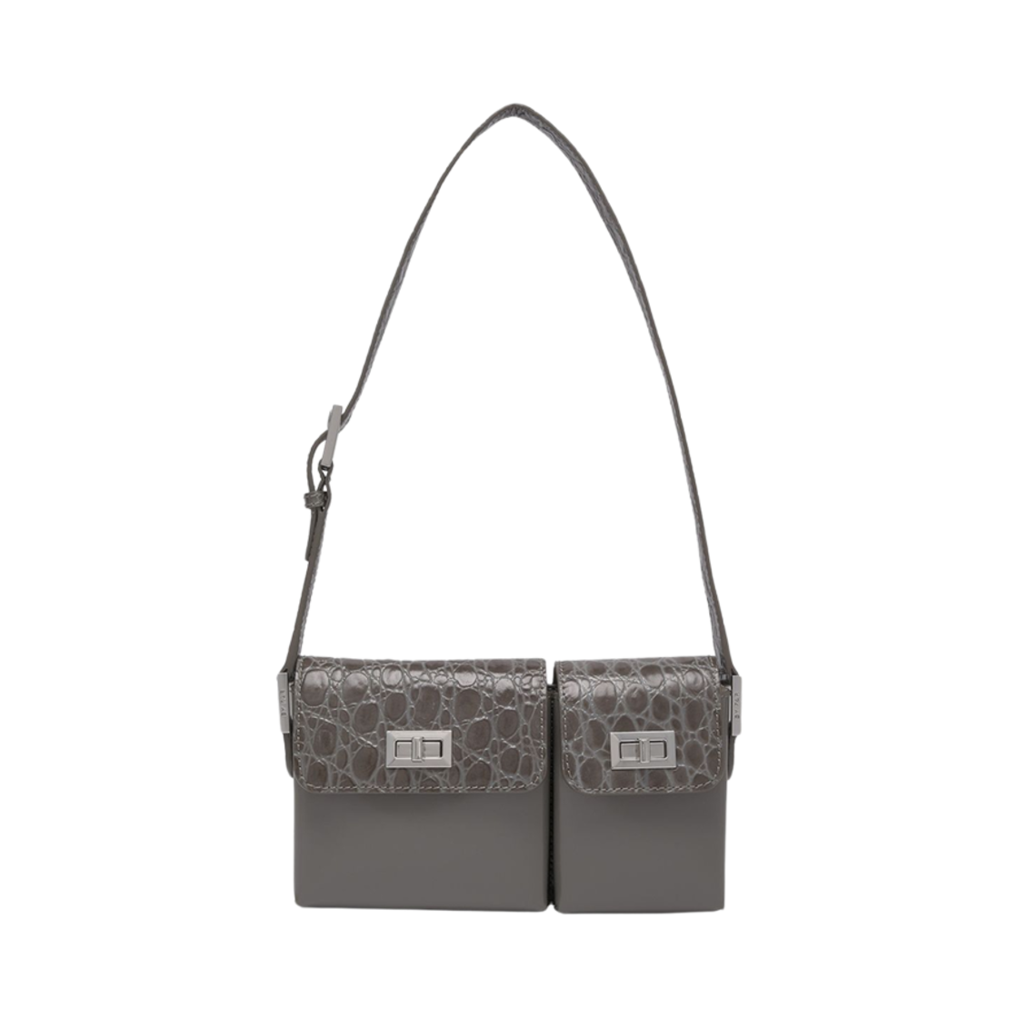바이파 베이비 빌리 크로커 세미 페이턴트 레더 숄더백 시멘트(By Far Baby Billy Croco Semi Patent Leather Sholder Bag Cement)