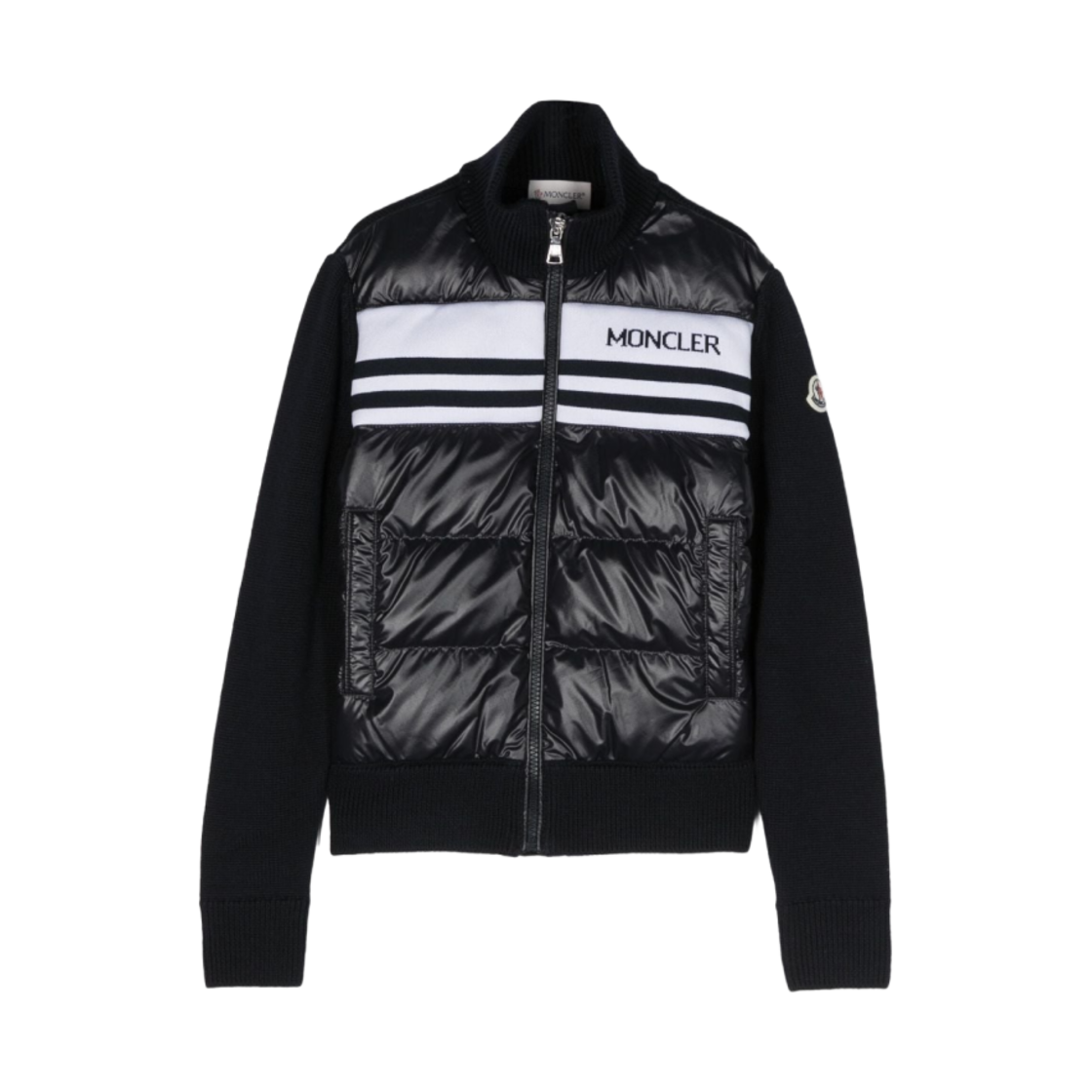 I2-954-9B00005-M1131-P70 (Kids) Moncler Logo Patch Mix Zip-Up Cardigan Navy - 23FW
