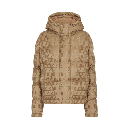 (W) Fendi FF Nylon Down Jacket Brown