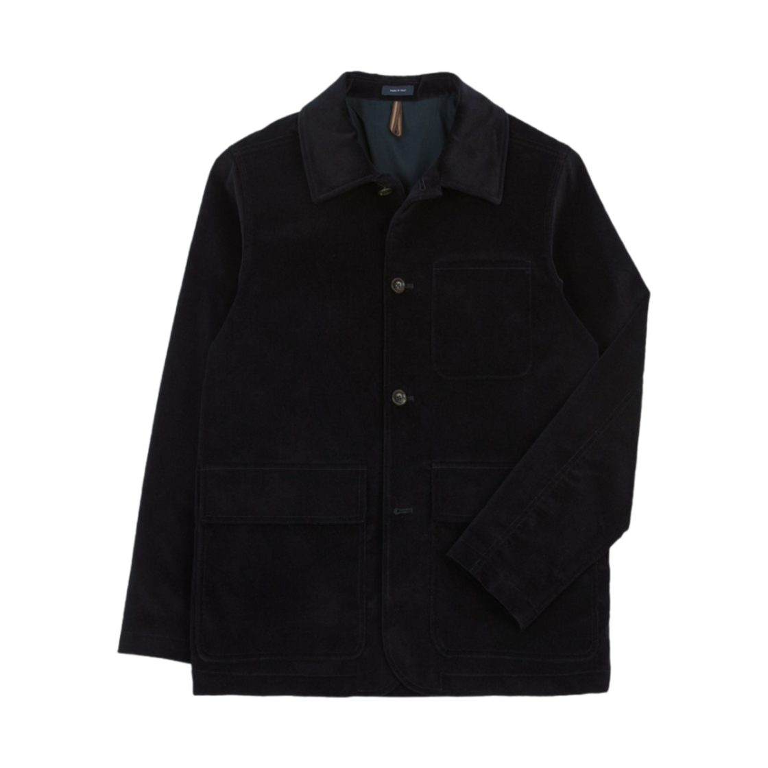 DR2A1B-24532-01-250 Drake's Velvet Three Pocket Chore Jacket Navy