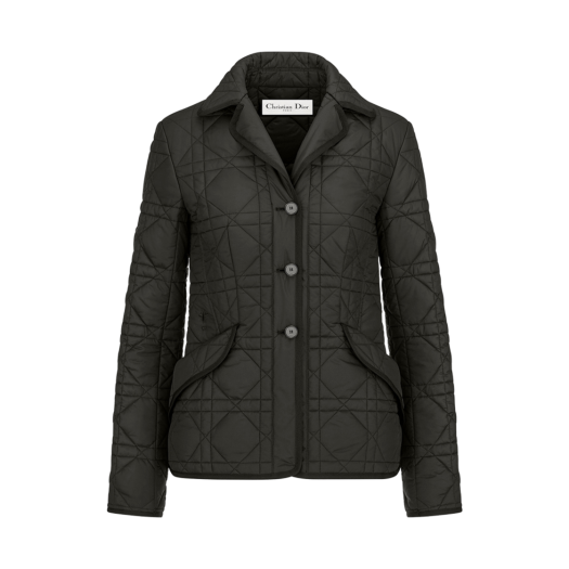 157V38A2827-X9000 (W) Dior Macrocannage Bar Jacket Black Quilted Technical Taffeta