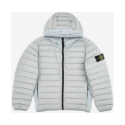 (Kids) Stone Island 40624 Loom Woven Chambers Recycled Nylon Down-TC Hooded Down Blouson Pearl Grey - 24SS