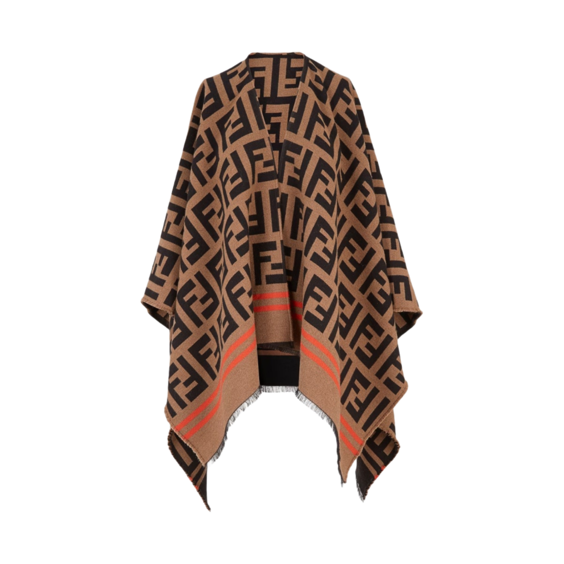 (W) 펜디 울 실크 FF 판초 브라운((W) Fendi Wool Silk FF Poncho Brown)