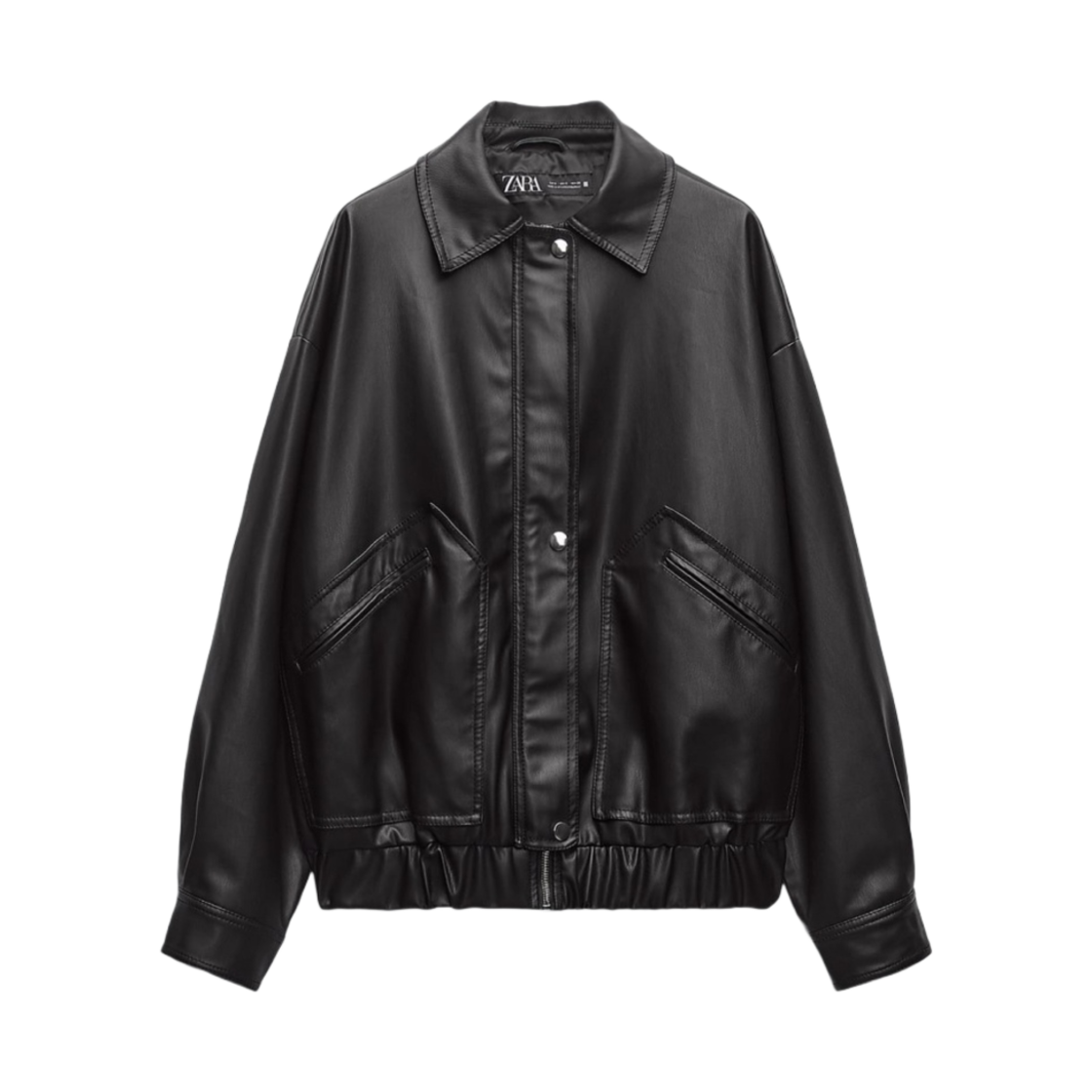 자라 페이크 레더 봄버 자켓 블랙(Zara Leather Effect Bomber Jacket Black)