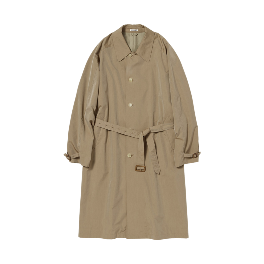 A24SC01FP Auralee Finx Polyester Weather Chambray Soutien Colloar Coat Brown Chambray