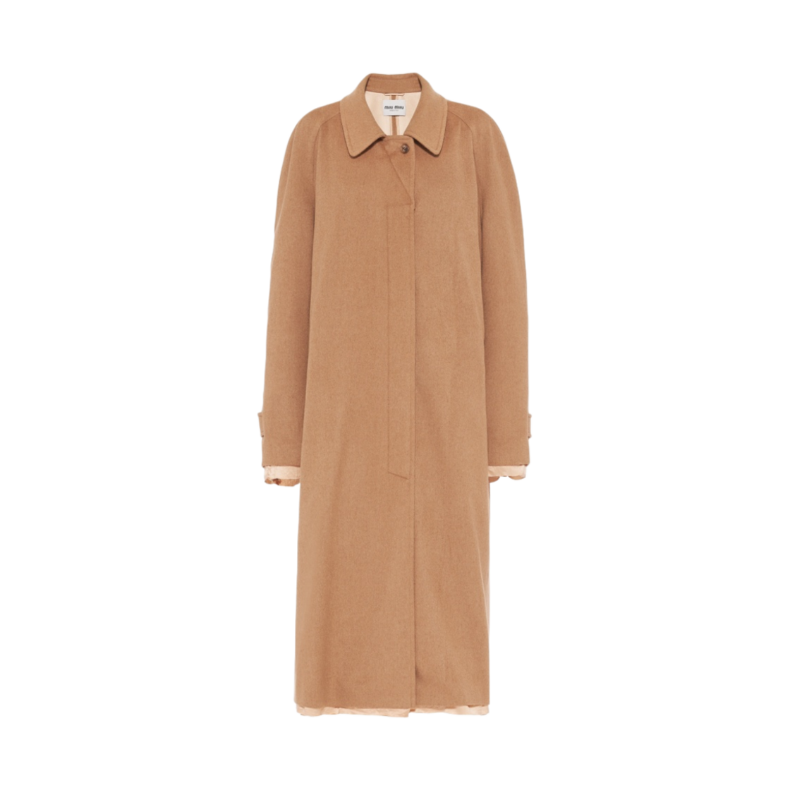 (W) 미우 미우 싱글 브레스티드 벨루어 카멜헤어 코트 카멜 브라운((W) Miu Miu Single Breasted Velour Camelhair Coat Camel Brown) - 1