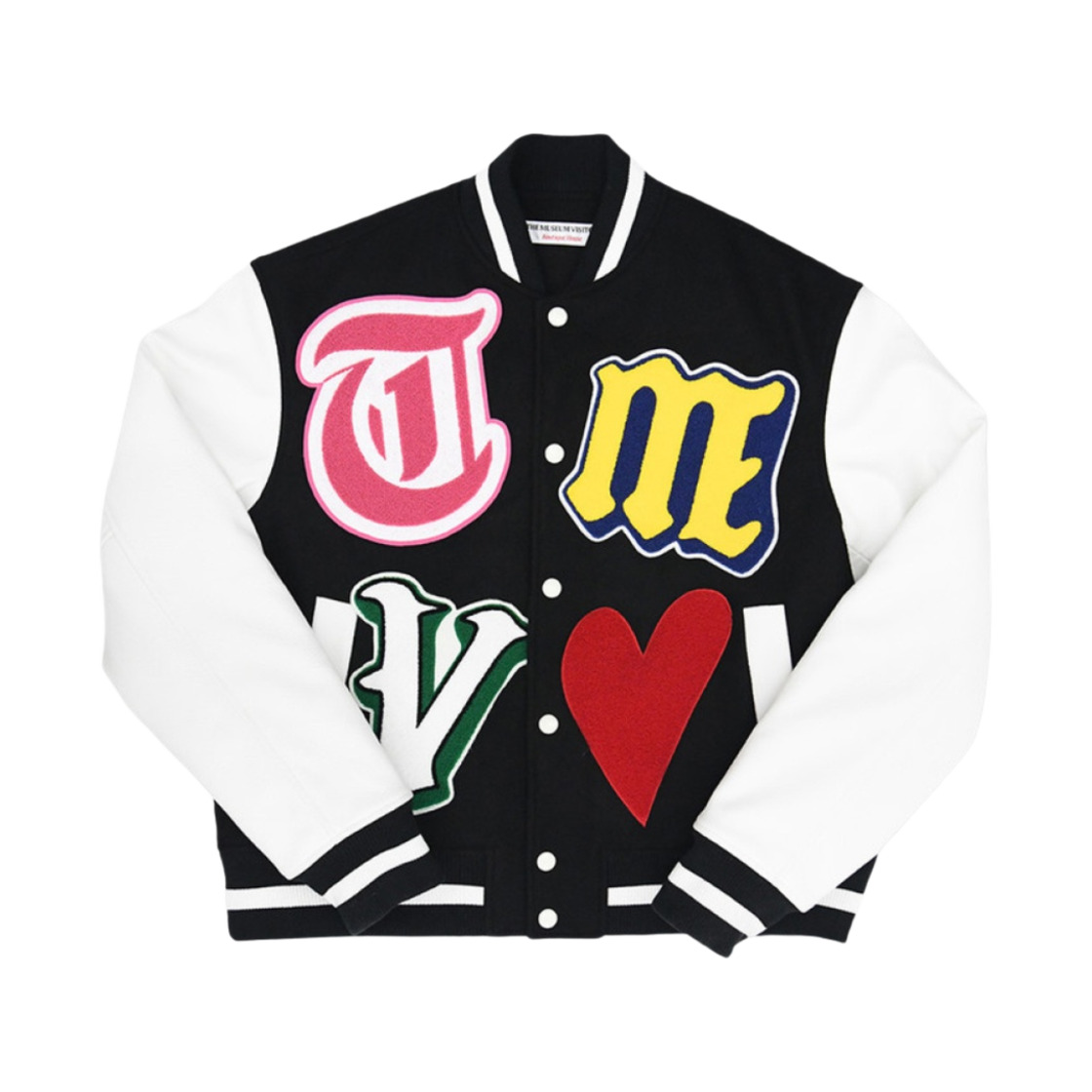 더뮤지엄비지터 러브 바시티 자켓 블랙 - 21FW(The Museum Visitor Love Varsity Jacket Black - 21FW)