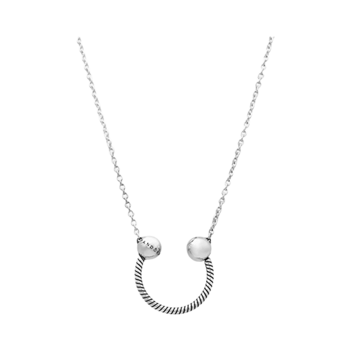 (W) 판도라 모먼트 U 쉐이프 참 펜던트 네클리스 스털링 실버((W) Pandora Moments U Shape Charm Pendant Necklace Sterling silver)