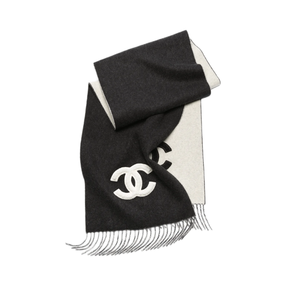 (W) 샤넬 머플러 캐시미어 시어링 램스킨 & 블랙 에크루((W) Chanel Muffler Cashmere Shearling Lambskin & Black Ecru) - 1