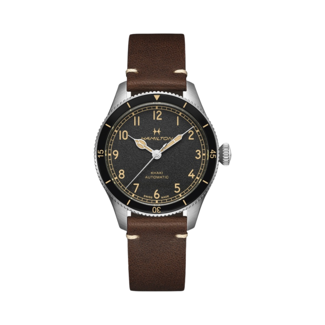 해밀턴 카키 에비에이션 파일럿 파이오니어 38mm 스테인리스 스틸 카우 레더 블랙(Hamilton Khaki Aviation Pilot Pioneer 38mm Stainless Steel Cow Leather Black)