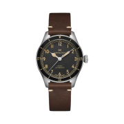Hamilton Khaki Aviation Pilot Pioneer 38mm Stainless Steel Cow Leather Black
