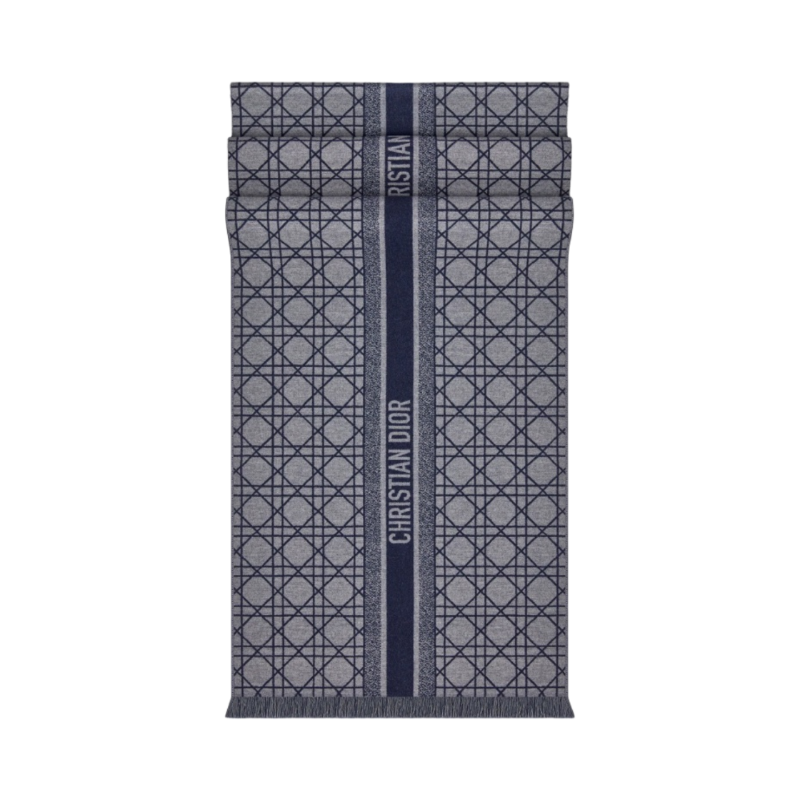 디올 까나쥬 캐시미어 버진 울 머플러 네이비 블루 그레이(Dior Cannage Cashmere Virgin Wool Muffler Navy Blue Gray) - 1