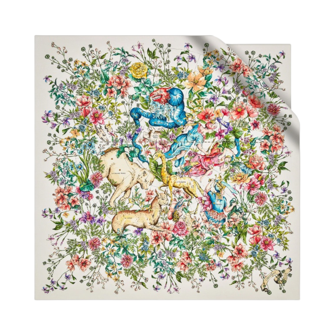 W) 디올 D 콘스텔레이션 90 스퀘어 스카프 실크 트윌 라떼 멀티컬러 | Dior | KREAM