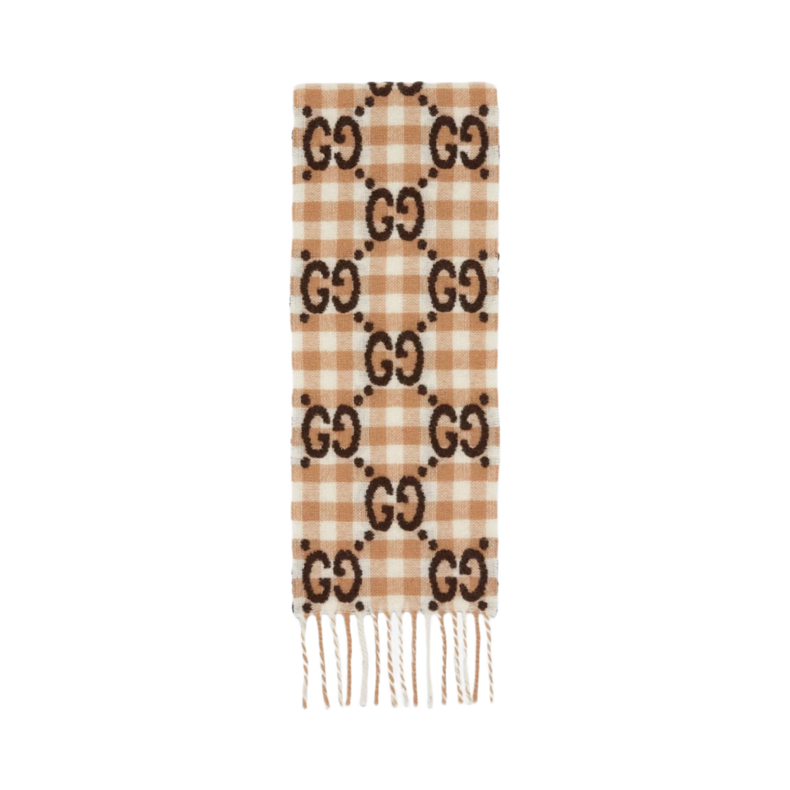 (키즈) 구찌 블렌드 머플러 카멜 아이보리 다크 브라운((Kids) Gucci Wool Blend Muffler Camel Ivory Dark Brown) - 1