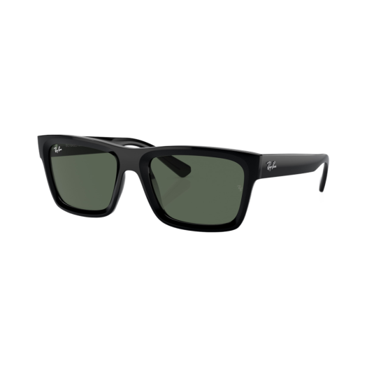 Ray-Ban Warren Bio-Based Polished Black Frame Dark Green Classic Lenses Low Bridge Fit