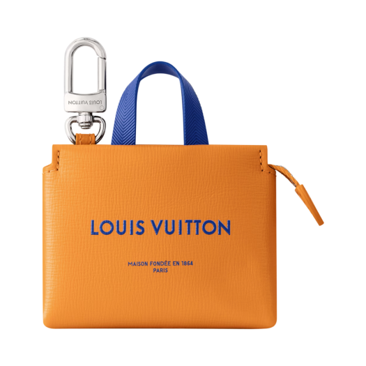 Louis Vuitton LV Mini Shopper Bag Charm Orange Navy